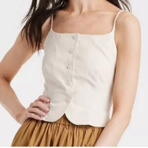 A New Day Button Down Tank Top Size XXL cream new with tags